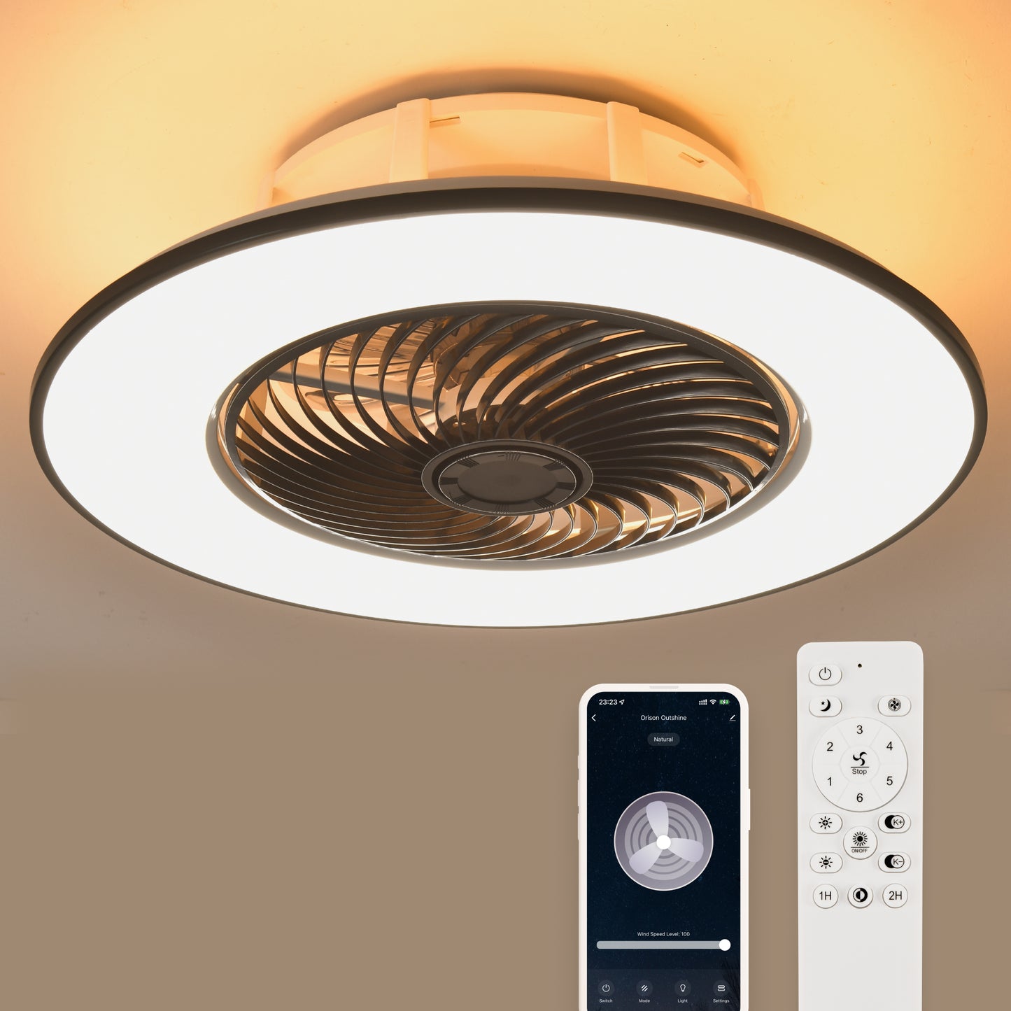22" Upgraded Ceiling Fans with Lights and Remote & APP Control with Reversible Noiseless Blades