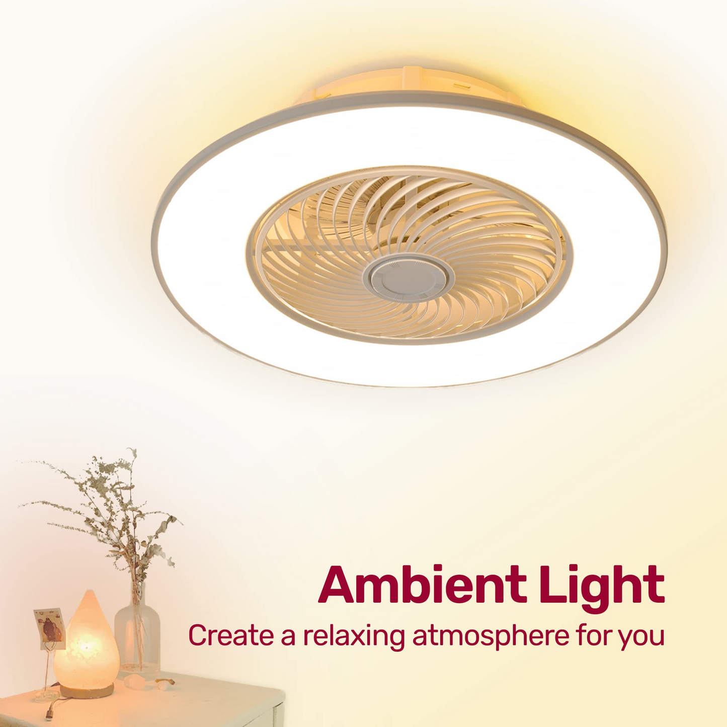 22" Upgraded Ceiling Fans with Lights and Remote & APP Control with Reversible Noiseless Blades