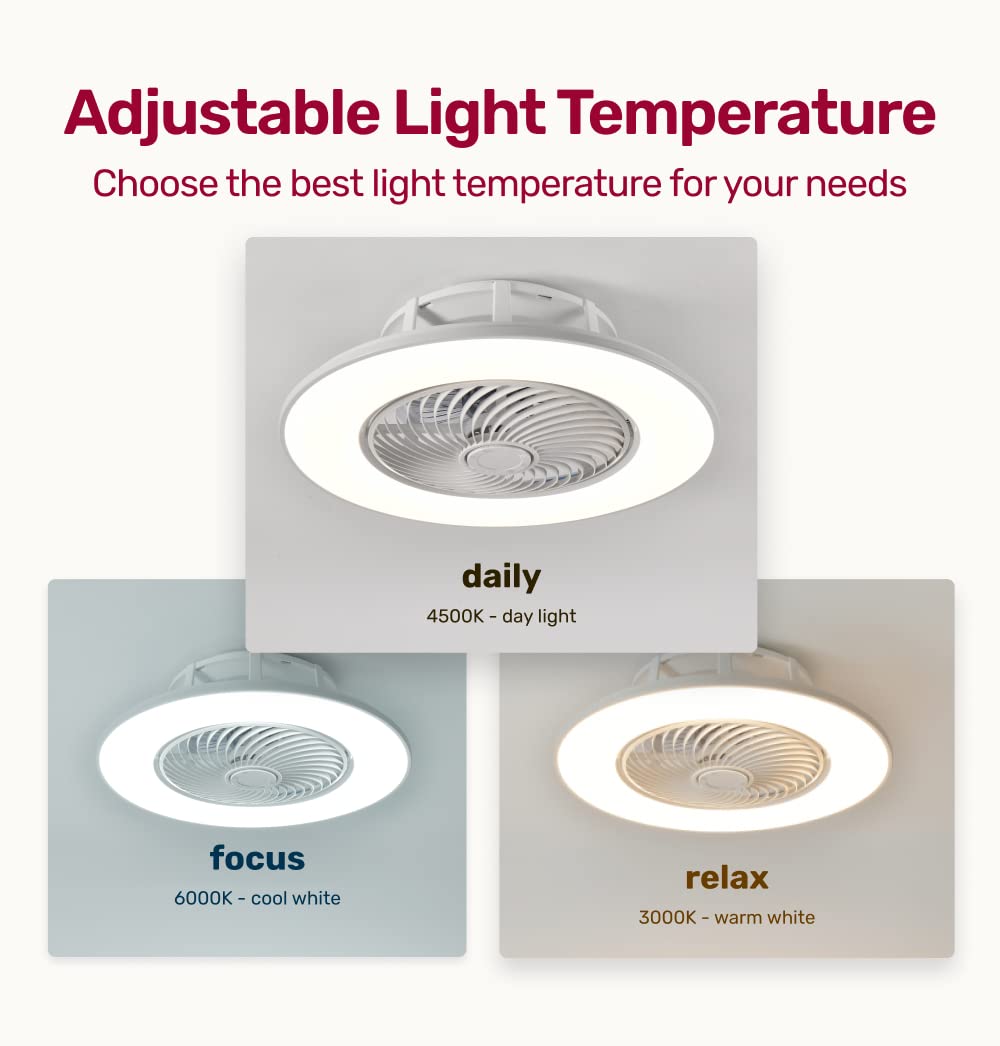 22" Upgraded Ceiling Fans with Lights and Remote & APP Control with Reversible Noiseless Blades