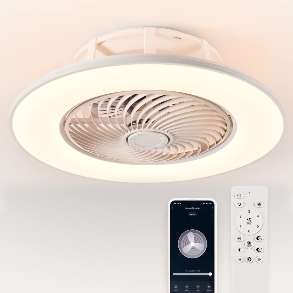 22" Upgraded Ceiling Fans with Lights and Remote & APP Control with Reversible Noiseless Blades